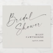 Moderne Script Ivoor Boho Bruidsdouche Sparkling Wijnetiket (Enkel label)