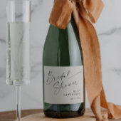 Moderne Script Ivoor Boho Bruidsdouche Sparkling Wijnetiket
