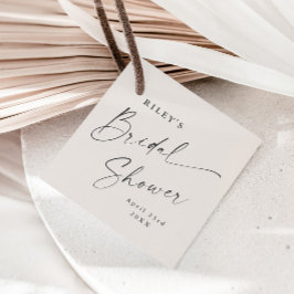 Moderne script ivoor boho bruiloftborrel bedankjes labels