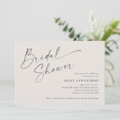 Moderne script ivoor boho bruiloftsborrel kaart (Staand voorkant)