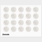 Moderne Script Ivoor Boho Bruiloftsfeest Ronde Sticker (Vel)