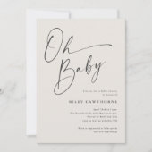 Moderne Script Ivoor Foto Baby Shower Kaart (Voorkant)