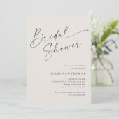 Moderne Script ivoorkleurige Boho Bruiloft Borrel Kaart (Staand voorkant)