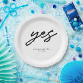 Moderne Script Ja Verloving Wedding Party Papieren Bordje (Feest)