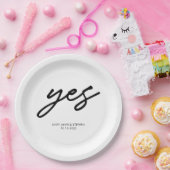 Moderne Script Ja Verloving Wedding Party Papieren Bordje (Feest)