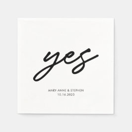 Moderne Script Ja Verloving Wedding Party Servet