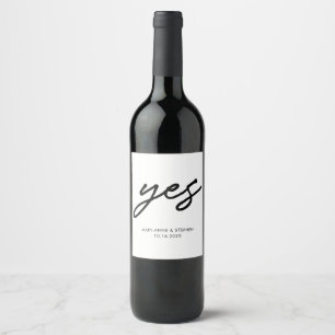 Moderne Script Ja Verloving Wedding Party Wijn Etiket