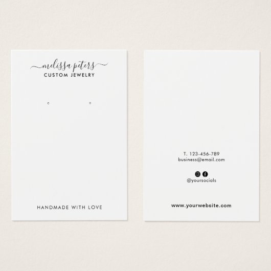 Moderne Script Jewelry Earring Display Kaart (Voorkant /achterkant)