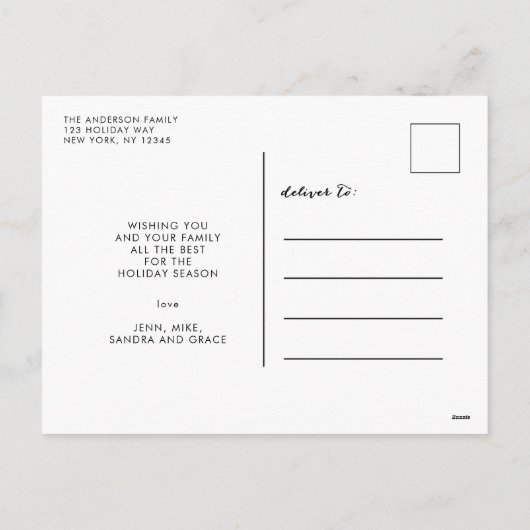 Moderne Script Joy to The World 3 Foto Collage Feestdagenkaart (Achterkant)