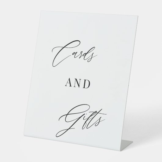 Moderne script | Kaarten & Cadeaus Bruidstafel Reclamebord Met Voetstuk (Voorkant)