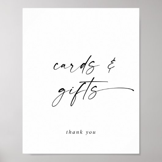 Moderne Script Kaarten en Cadeaus Bord Poster (Voorkant)