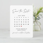 Moderne Script Kalendar Huwelijk Bewaar de Datum Kaart (Staand voorkant)