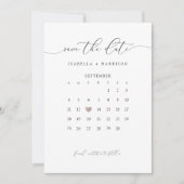 Moderne Script Kalendar Save the Date Kaart (Voorkant)