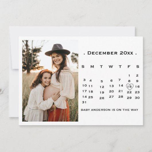 Moderne Script Kalender Zwangerschap aankondiging (Voorkant)