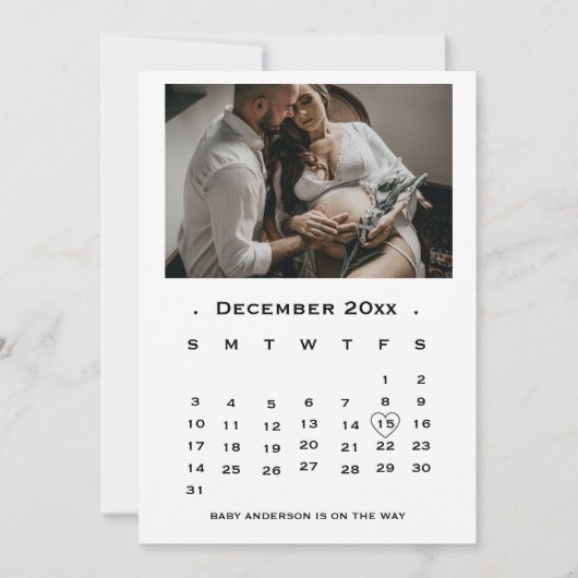 Moderne Script Kalender Zwangerschap aankondiging (Voorkant)