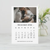 Moderne Script Kalender Zwangerschap aankondiging (Staand voorkant)