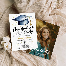 Moderne Script kalligrafie foto afstudeerfeest Kaart