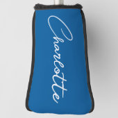 Moderne script kalligrafie naam eenvoudig helderbl golfheadcover (Draai 90)