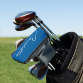 Moderne script kalligrafie naam eenvoudig helderbl golfheadcover (Insitu)