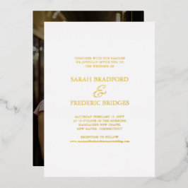 Moderne Script kalligrafie wit foto bruiloft Folie Uitnodiging