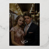 Moderne Script kalligrafie wit foto bruiloft Folie Uitnodiging (Achterkant)