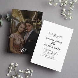 Moderne Script kalligrafie wit foto bruiloft Kaart