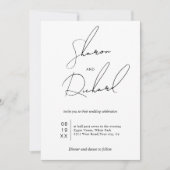 Moderne script kalligrafie zwart, wit bruiloft kaart (Voorkant)