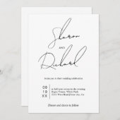 Moderne script kalligrafie zwart wit QR bruiloft Kaart (Voorkant / Achterkant)