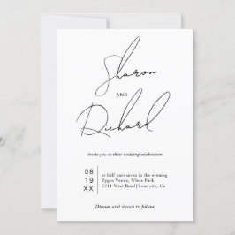 Moderne script kalligrafie zwart wit QR bruiloft Kaart