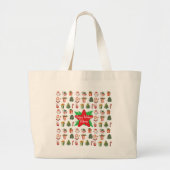 Moderne script kerst boodschappentas rustiek grote tote bag (Voorkant)