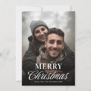 Moderne Script Kerst Couple Foto Feestdagenkaart