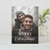 Moderne Script Kerst Couple Foto Feestdagenkaart (Staand voorkant)