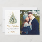 Moderne Script Kerstboom 2 Foto Kerstmis Feestdagenkaart (Achterkant)
