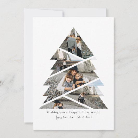 Moderne Script Kerstboom - 6 Fotocollage Feestdagenkaart (Achterkant)