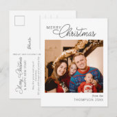 Moderne script kerstfoto's met vrolijk kerstfeest briefkaart (Voorkant / Achterkant)
