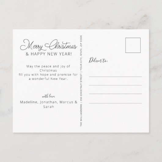 Moderne script kerstfoto's met vrolijk kerstfeest briefkaart (Achterkant)