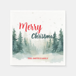 Moderne Script Kerstmis Kerst winter dennenboom vo Servet