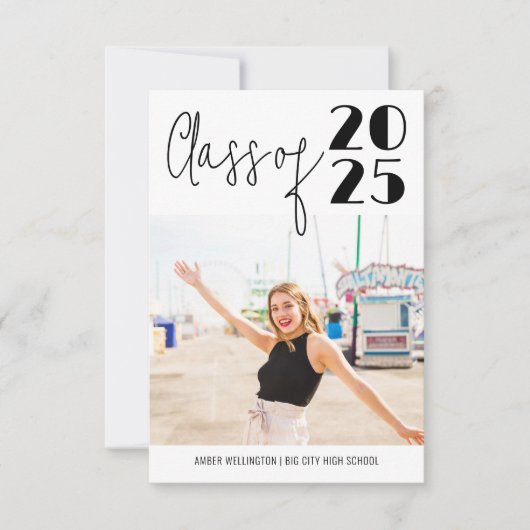 Moderne Script-klasse van Simple Photo Afstuderen Kaart (Voorkant)