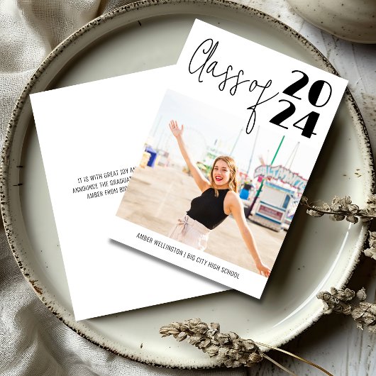 Moderne Script-klasse van Simple Photo Afstuderen Kaart