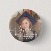 Moderne Script Klassieke Foto Afstudeerplechtighei Ronde Button 3,2 Cm (Voorkant)