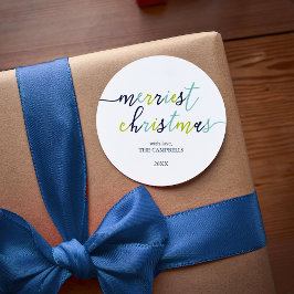 Moderne script "Klassieke Kerstmis" Classic Round  Ronde Sticker