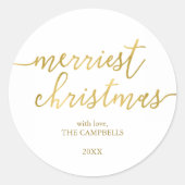 Moderne script "Klassieke Kerstmis" Classic Round  Ronde Sticker (Voorkant)