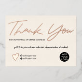 Moderne script knip roze orde bedankt folie uitnodiging (Voorkant)