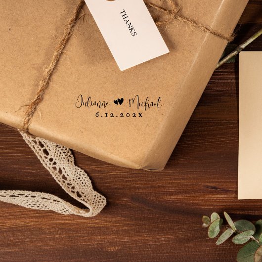 Moderne Script Koppelnamen | Gepersonaliseerde Tro Zelfinktende Stempel