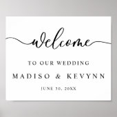 Moderne Script Koppels Namen Bruiloft Welkomstbord Poster (Voorkant)