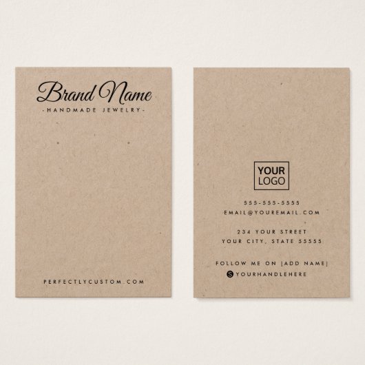 Moderne script Kraft paper earning display card Visitekaartje (Voorkant /achterkant)