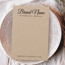 Moderne script Kraft paper earning display card