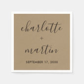 Moderne Script Kraft Verloving Wedding Shower Servet (Voorkant)
