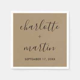 Moderne Script Kraft Verloving Wedding Shower Servet