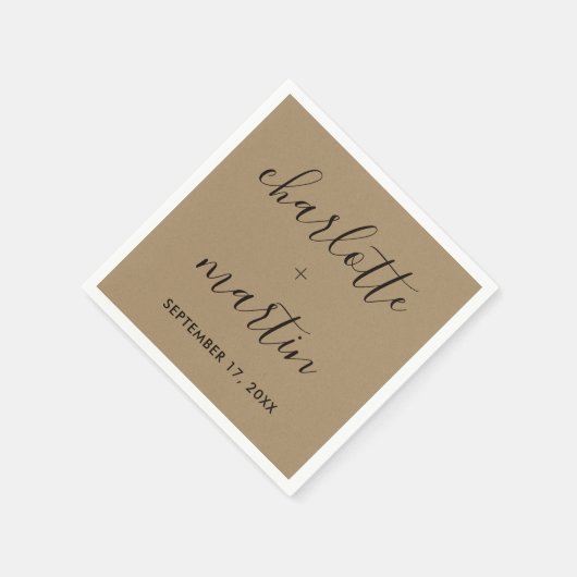 Moderne Script Kraft Verloving Wedding Shower Servet (Hoek)